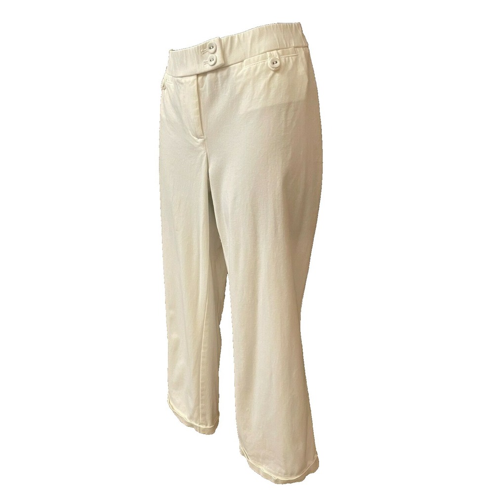 Chico's Womens Ankle Crop Pants Size 00 White Knit Cotton Elastic Waist Stretch - Picture 5 of 13